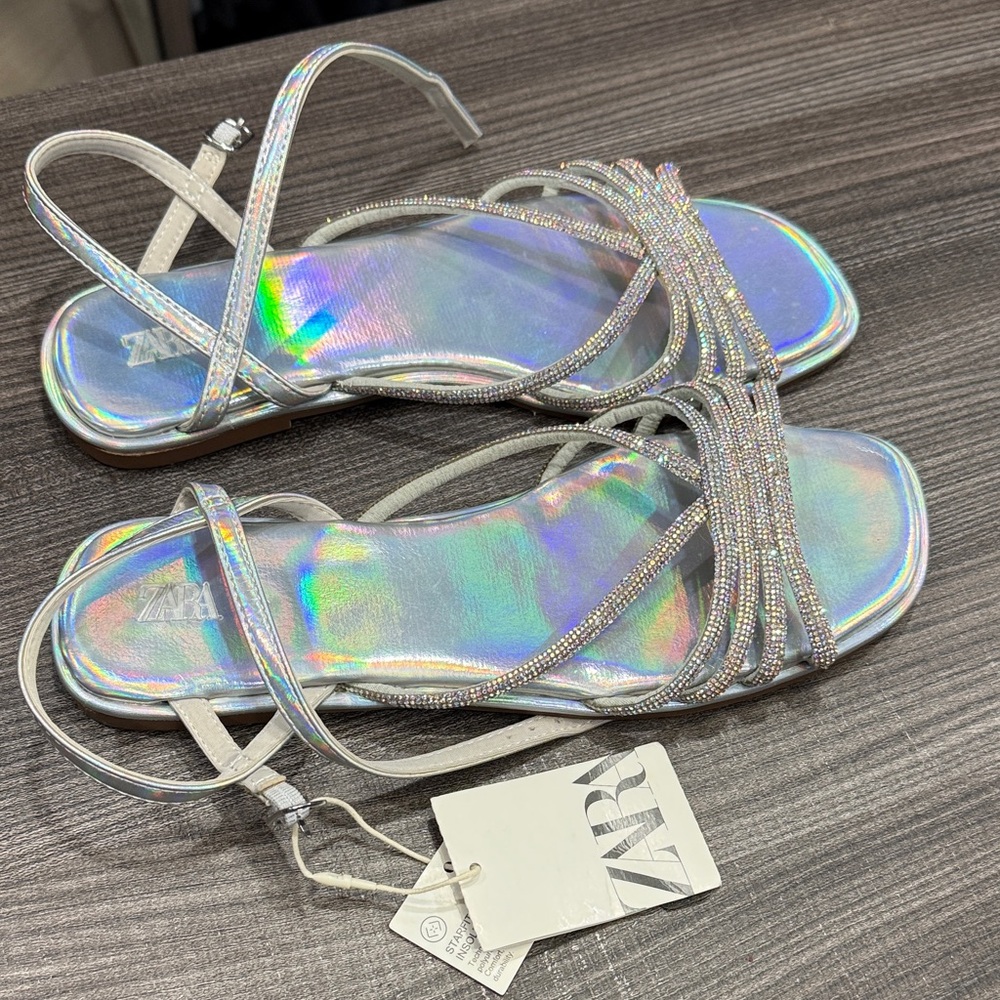 Zara Iridescent Strappy Sandals